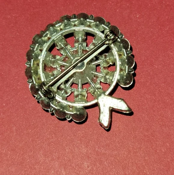 ❤️Vintage Silverstone Clear Rhinestone Brooch Pendant Pin - Picture 4 of 4